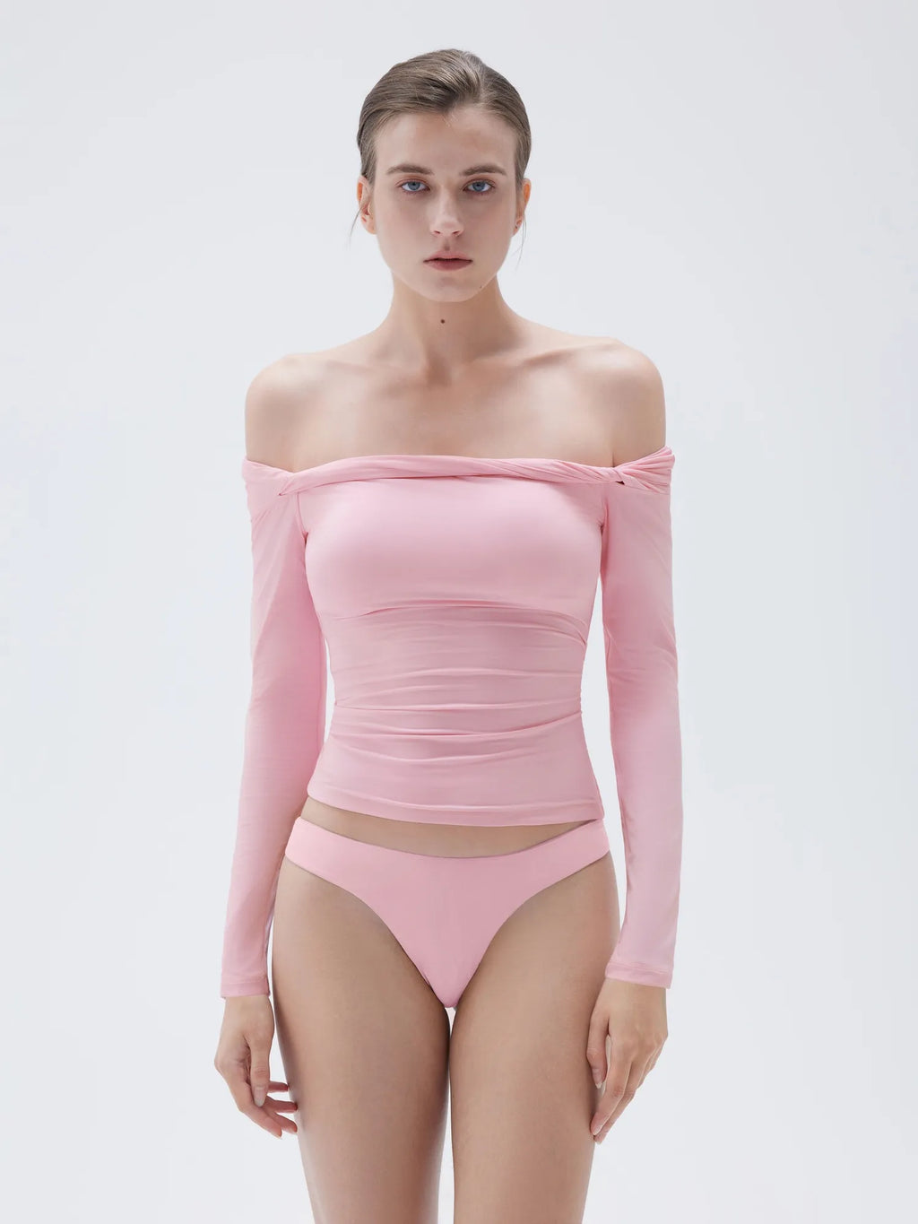 Buttery Soft Padded Off Shoulder Shirt - Long Sleeve
