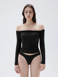 Buttery Soft Padded Off Shoulder Shirt - Long Sleeve
