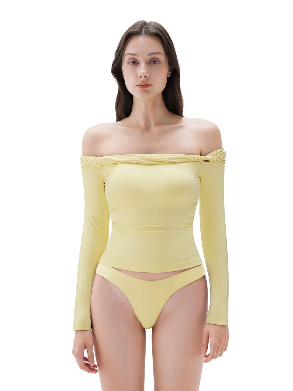 Buttery Soft Padded Off Shoulder Shirt - Long Sleeve