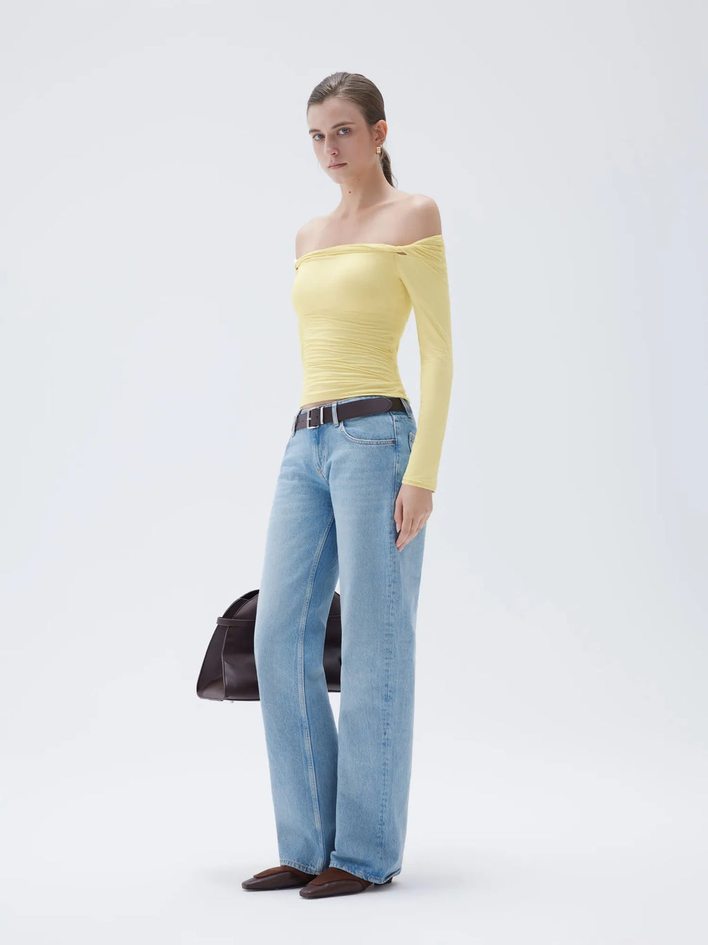 Buttery Soft Padded Off Shoulder Shirt - Long Sleeve