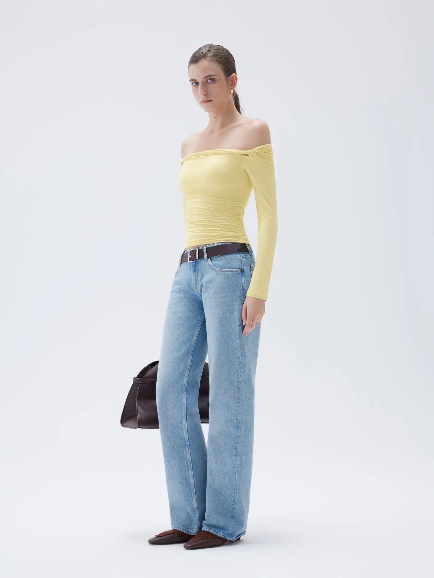 Buttery Soft Padded Off Shoulder Shirt - Long Sleeve