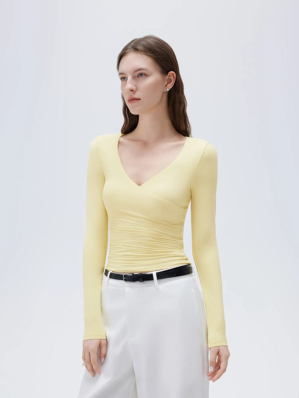Buttery Soft Cross V Neck Shirt - Long Sleeve
