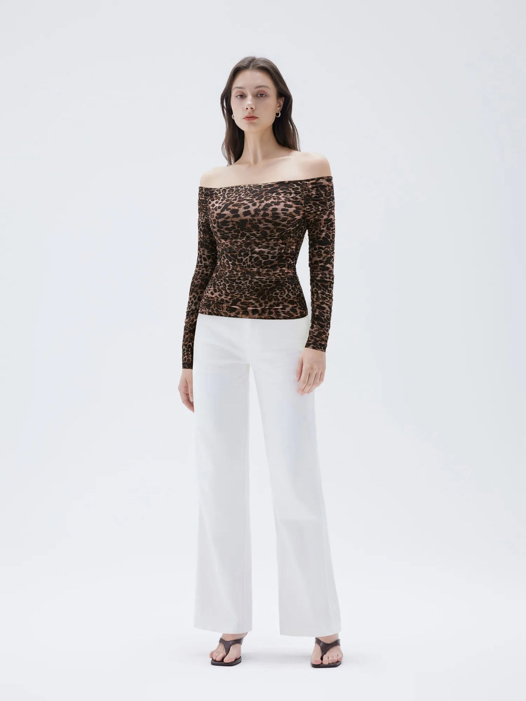 Mesh Padded Off Shoulder Shirt - Long Sleeve