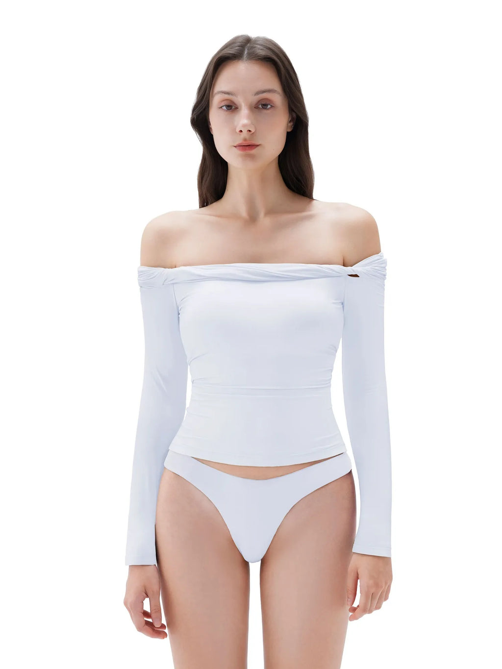 Buttery Soft Padded Off Shoulder Shirt - Long Sleeve