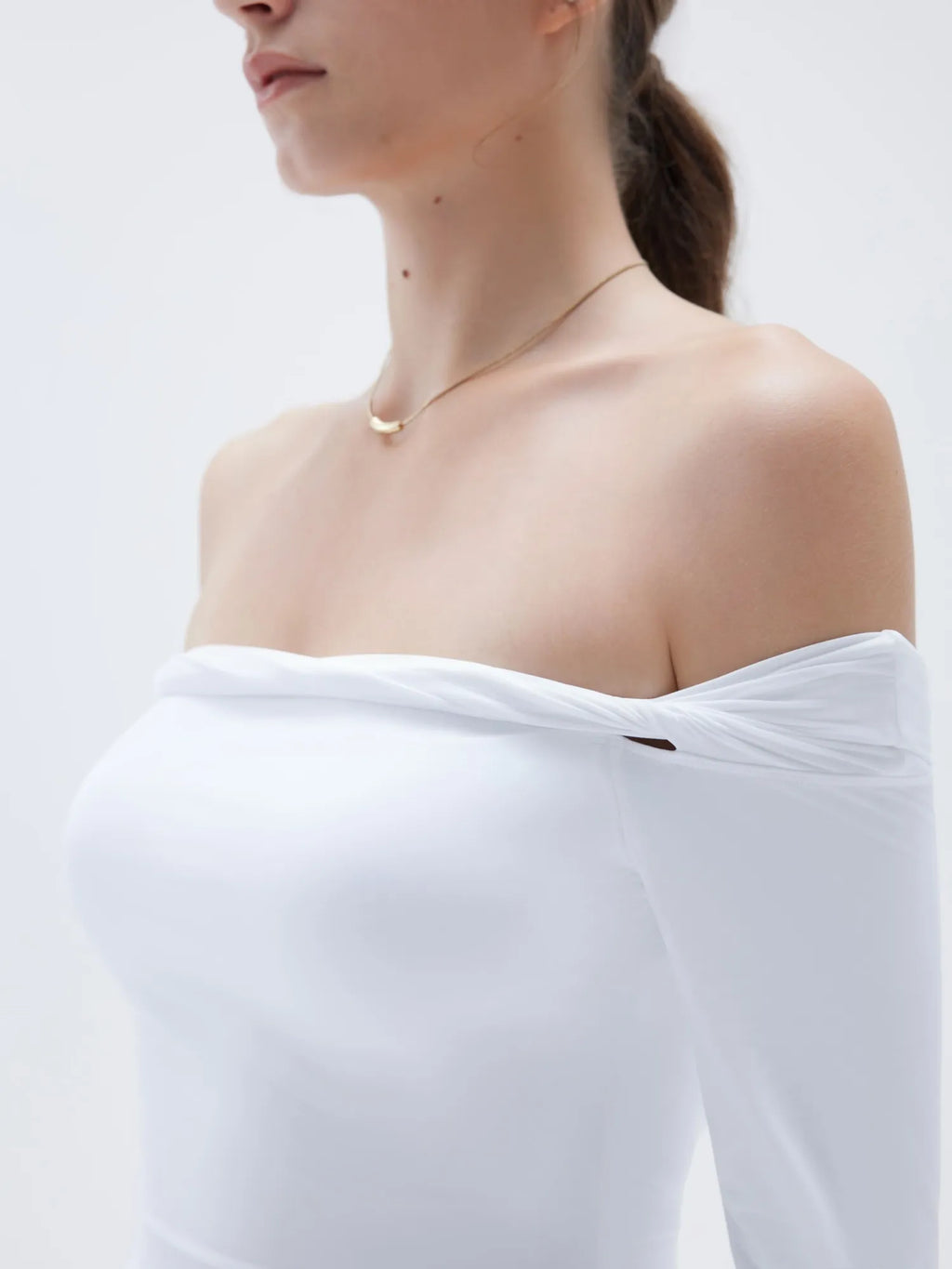 Buttery Soft Padded Off Shoulder Shirt - Long Sleeve