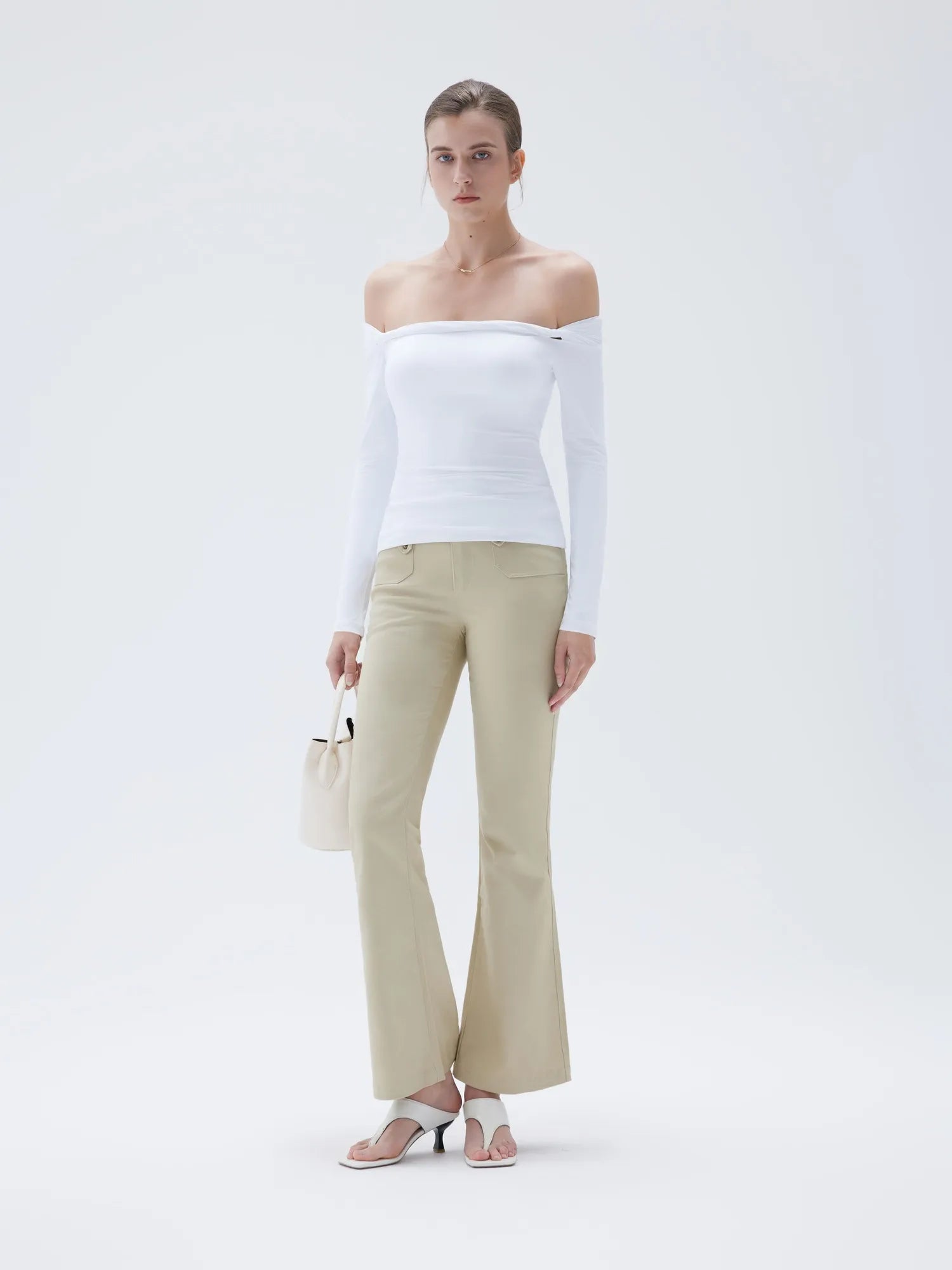 Buttery Soft Padded Off Shoulder Shirt - Long Sleeve