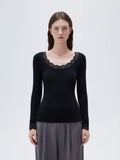 Cloud Cashmere Lace Scoop Neck Shirt - Long Sleeve