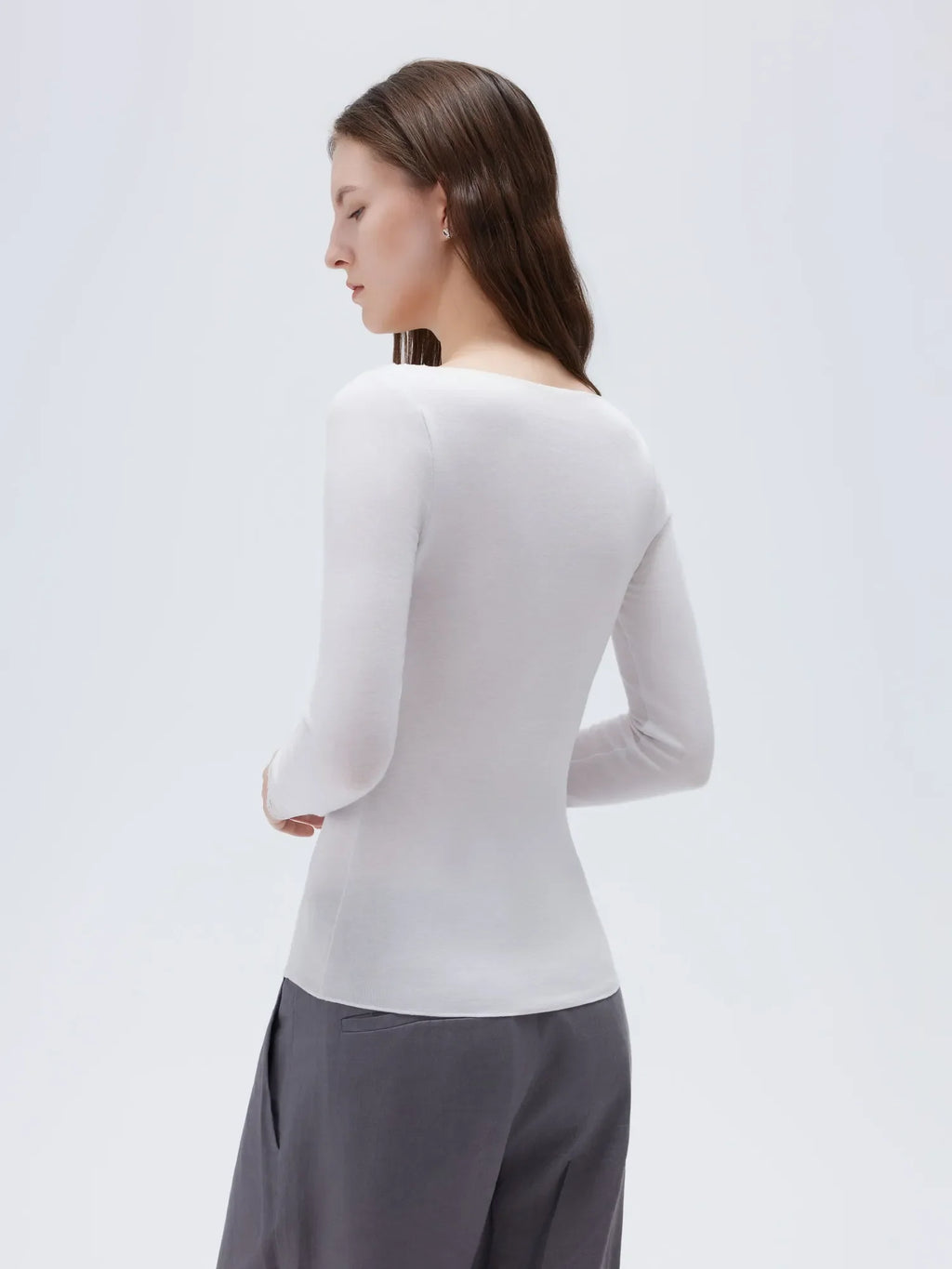 Cloud Cashmere Lace Scoop Neck Shirt - Long Sleeve