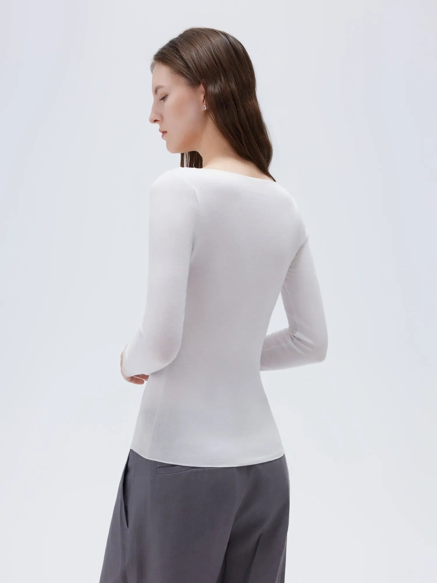 Cloud Cashmere Lace Scoop Neck Shirt - Long Sleeve