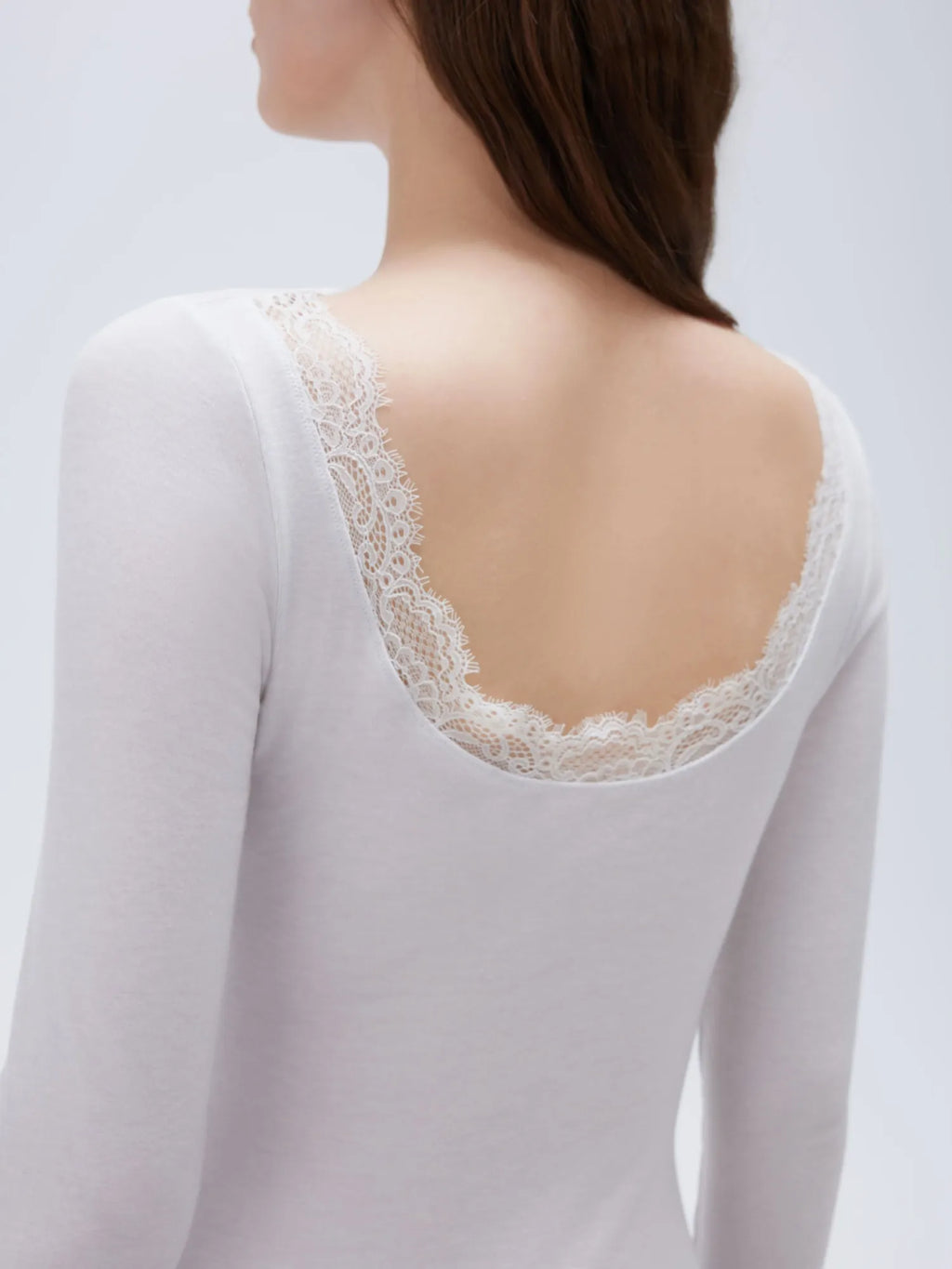 Cloud Cashmere Lace Scoop Neck Shirt - Long Sleeve
