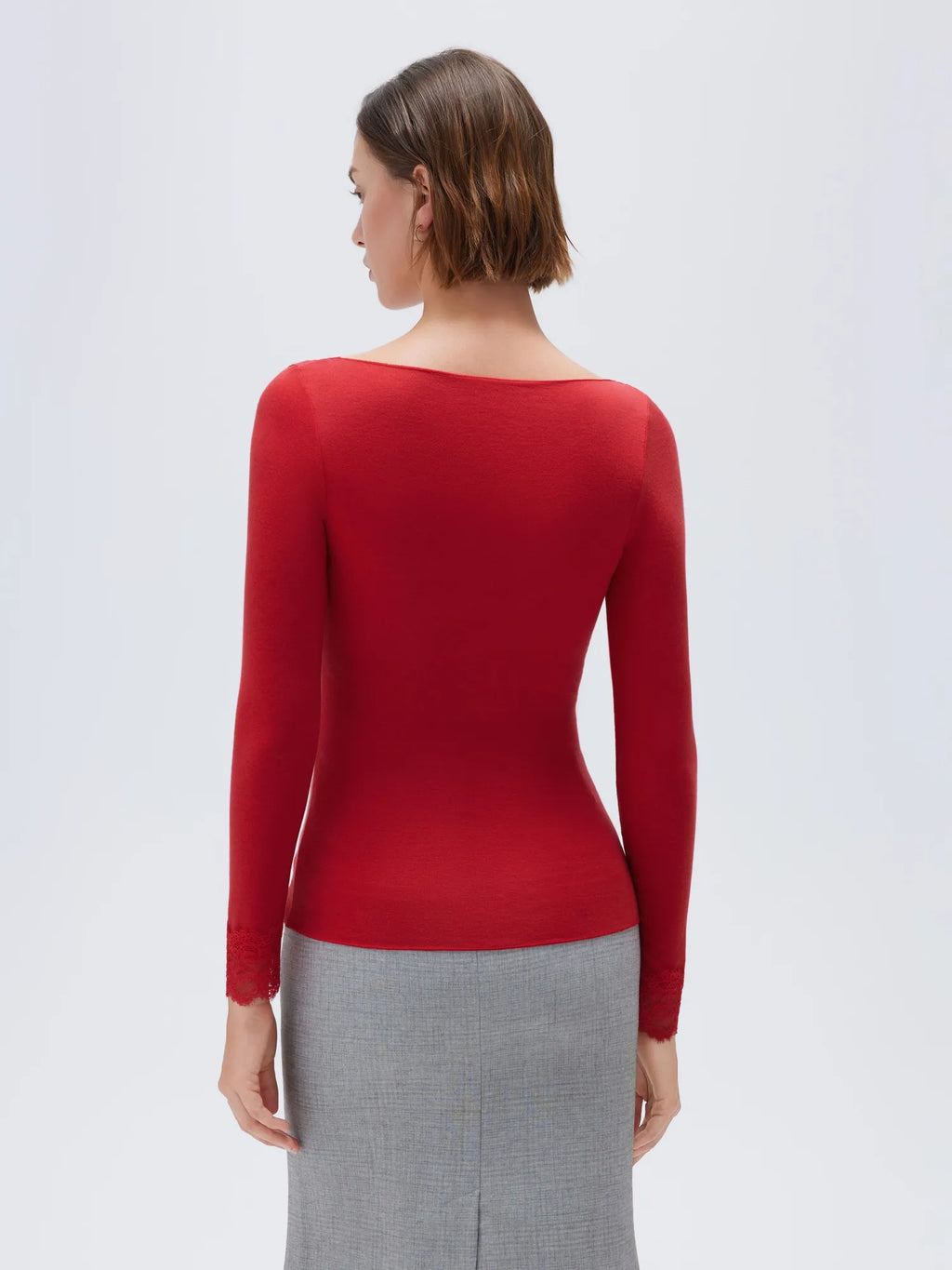 Cloud Cashmere Lace Scoop Neck Shirt - Long Sleeve
