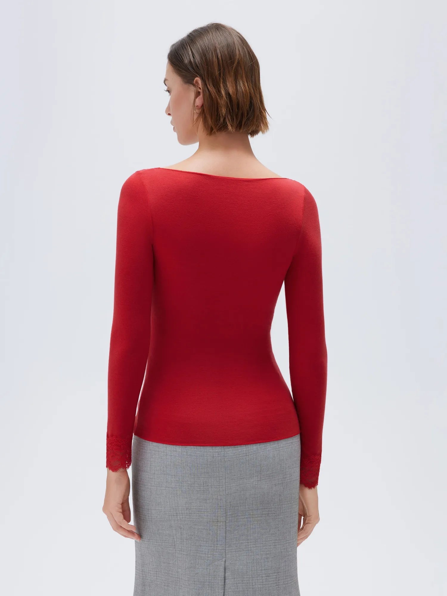 Cloud Cashmere Lace Scoop Neck Shirt - Long Sleeve