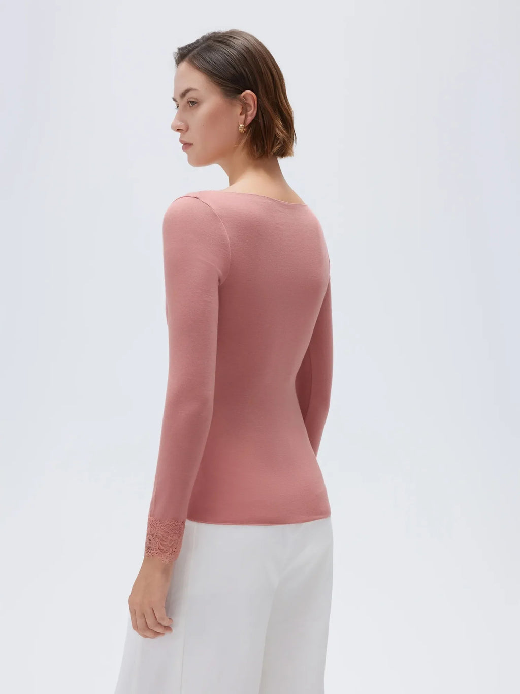 Cloud Cashmere Lace Scoop Neck Shirt - Long Sleeve