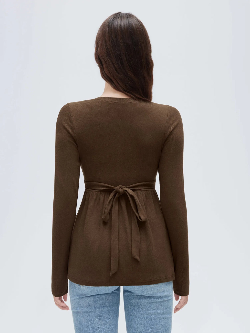 Ribbed Peplum Tunic Shirt - Long Sleeve
