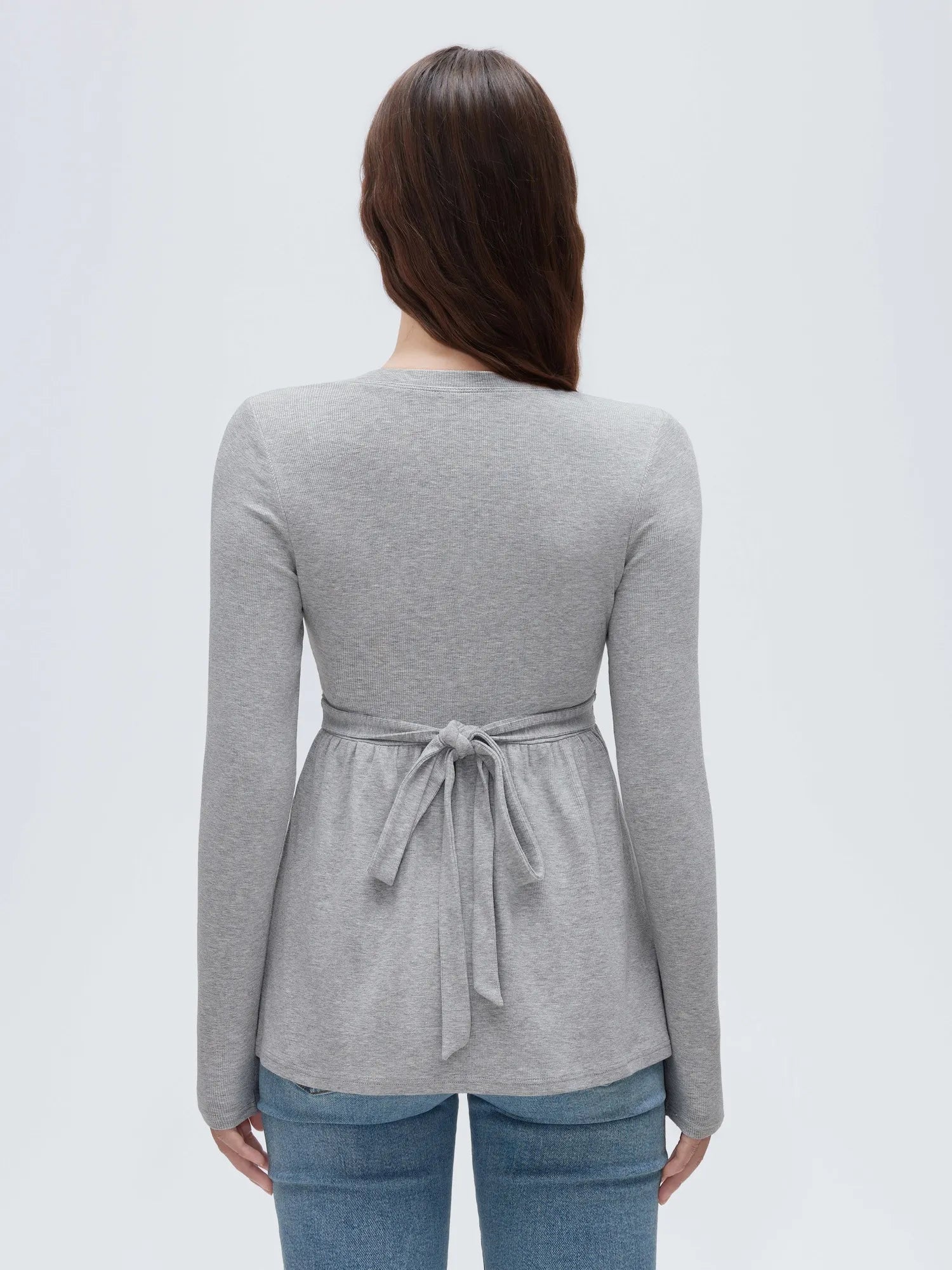 Ribbed Peplum Tunic Shirt - Long Sleeve
