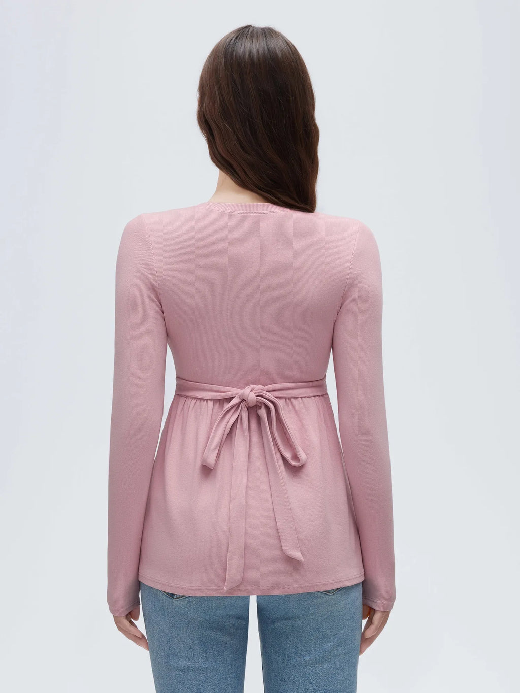 Ribbed Peplum Tunic Shirt - Long Sleeve