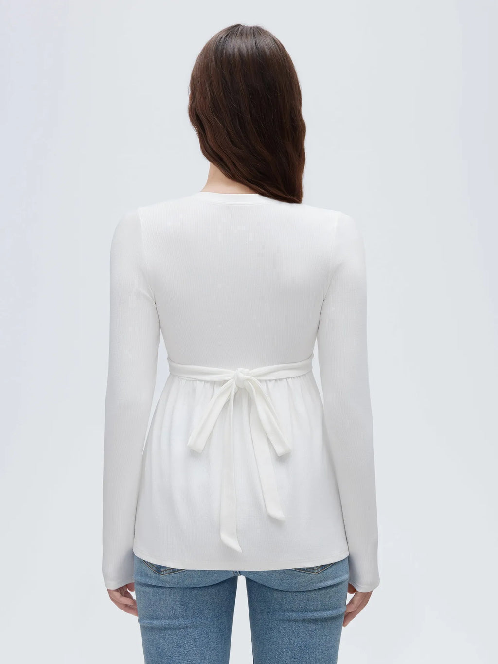 Ribbed Peplum Tunic Shirt - Long Sleeve
