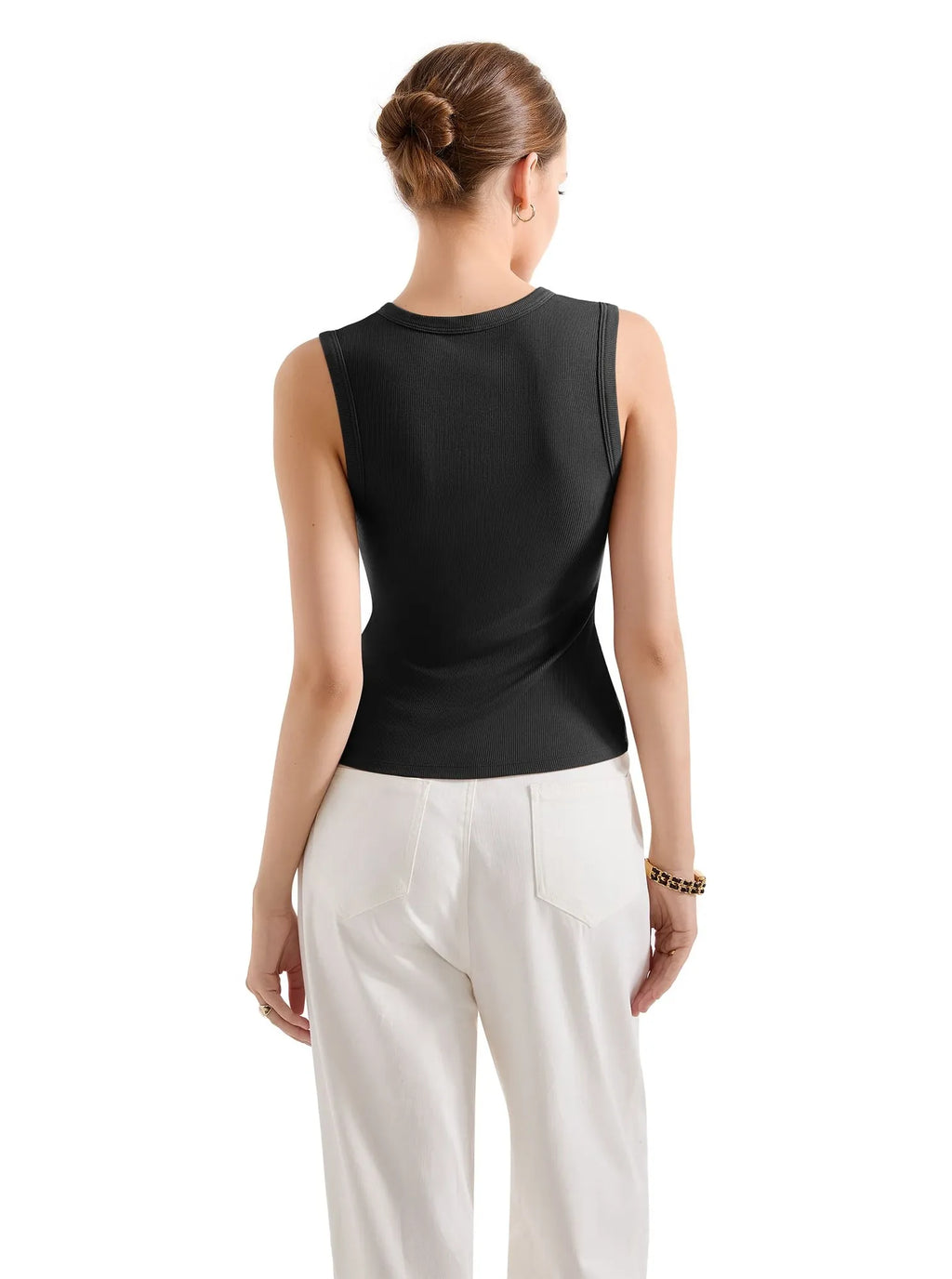 Cotton Ribbed Button Tank Top