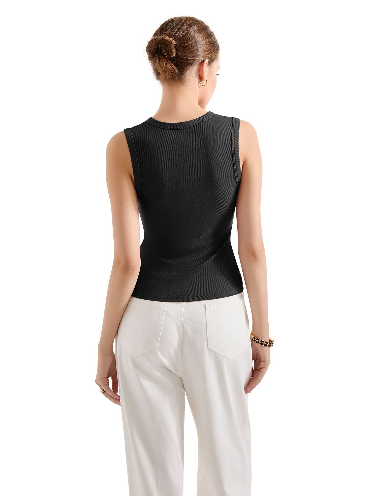 Cotton Ribbed Button Tank Top