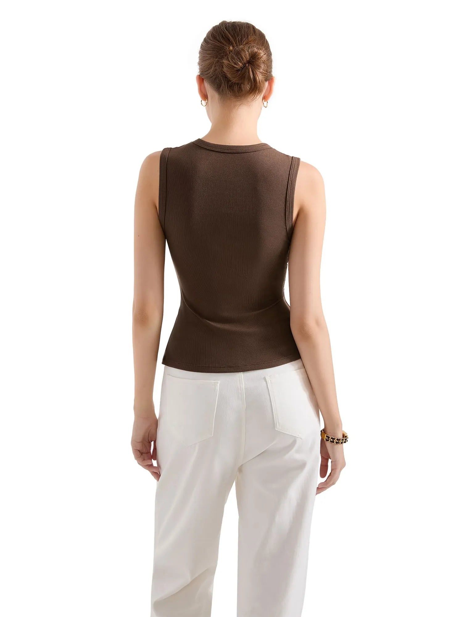 Cotton Ribbed Button Tank Top