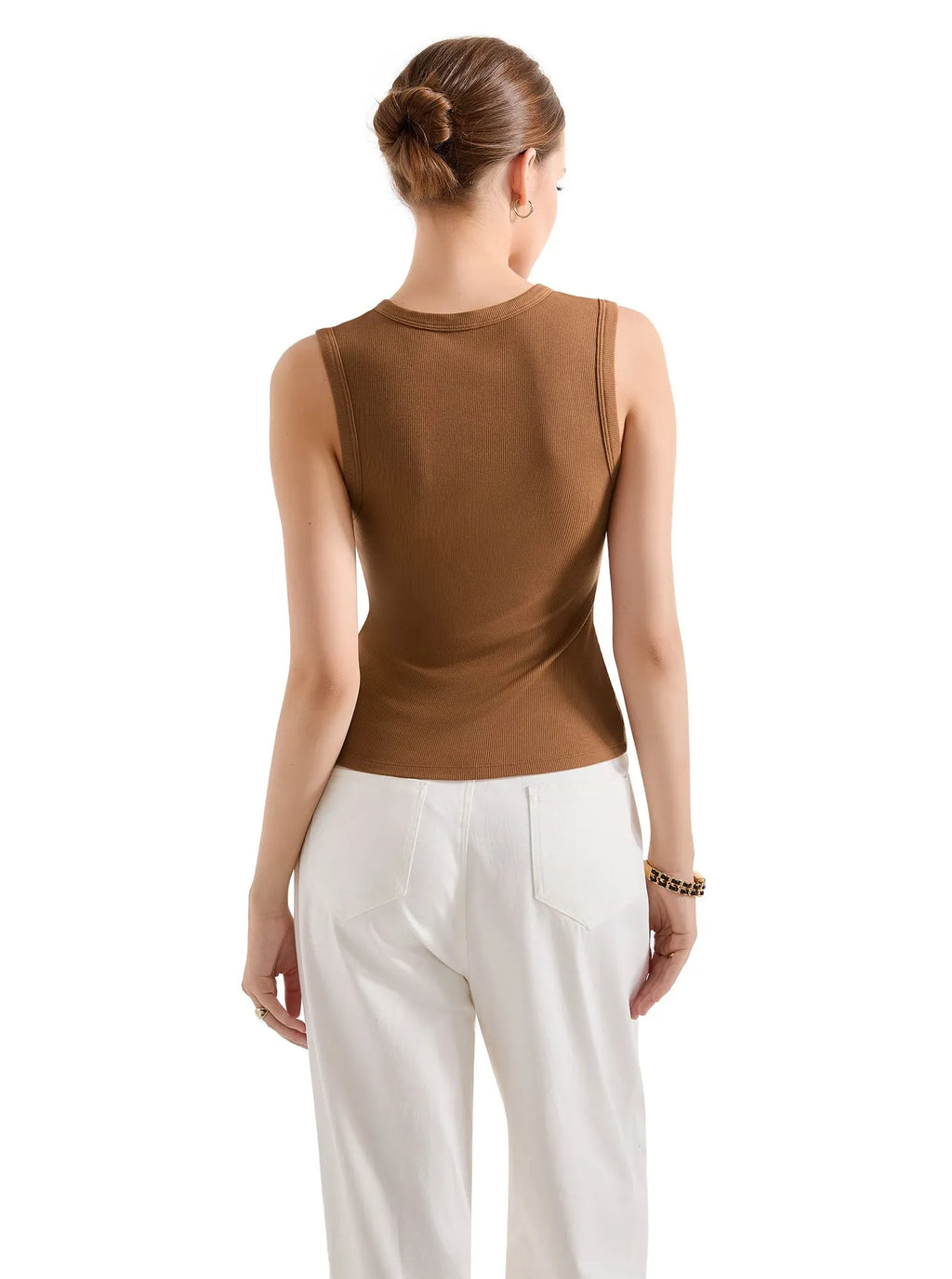 Cotton Ribbed Button Tank Top