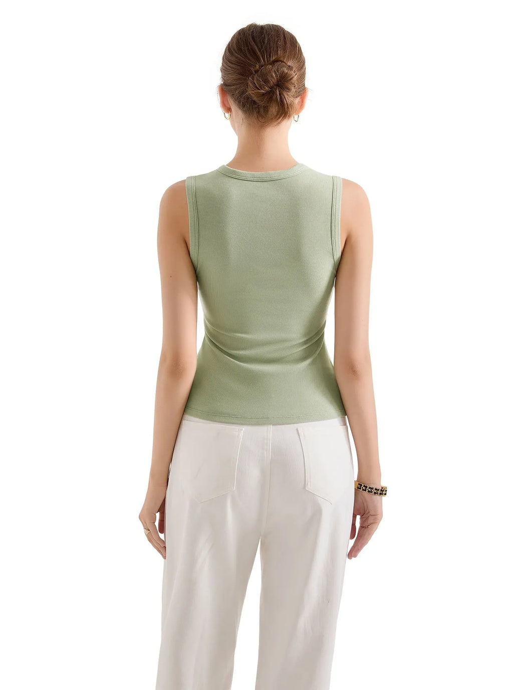 Cotton Ribbed Button Tank Top