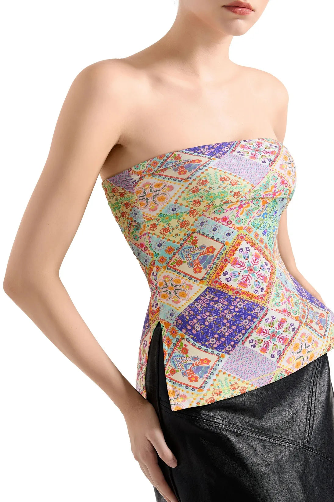 Tropical Buttery Soft Side Split Tube Top