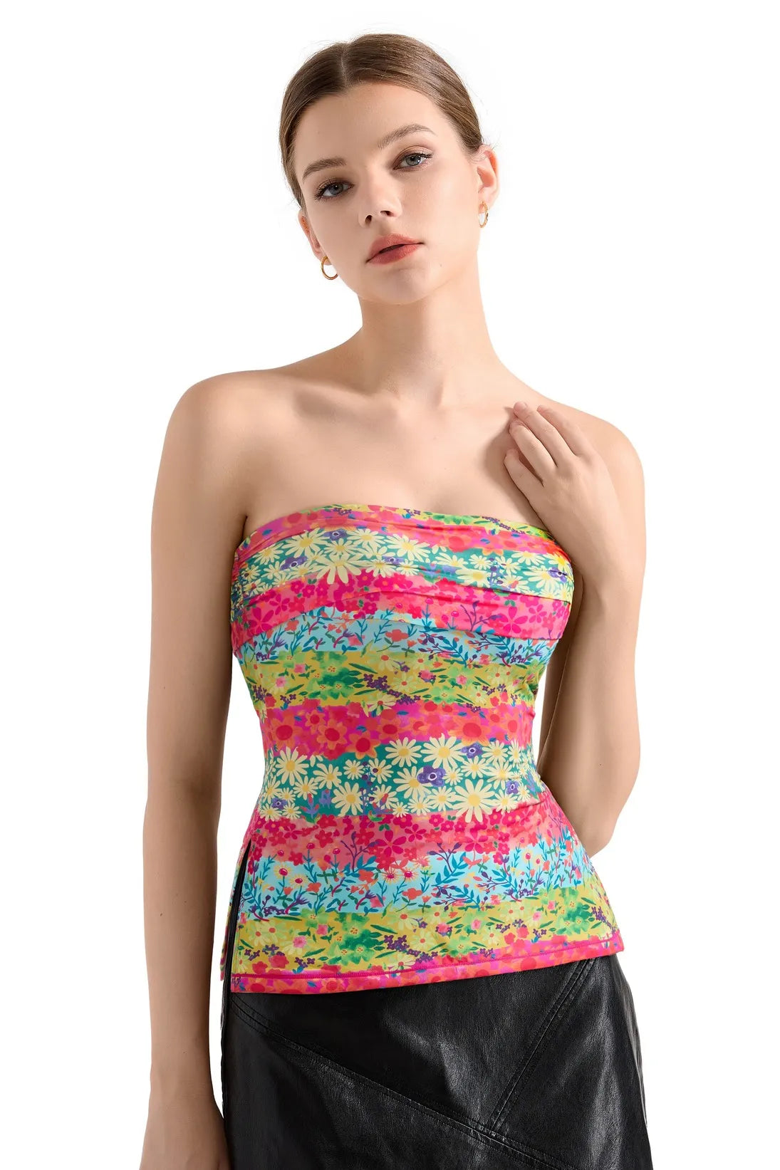 Tropical Buttery Soft Side Split Tube Top