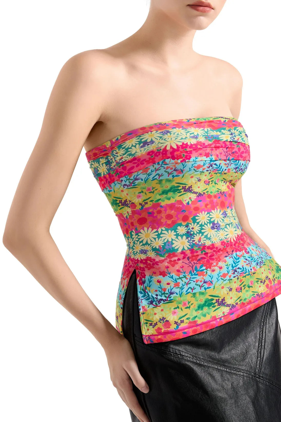 Tropical Buttery Soft Side Split Tube Top