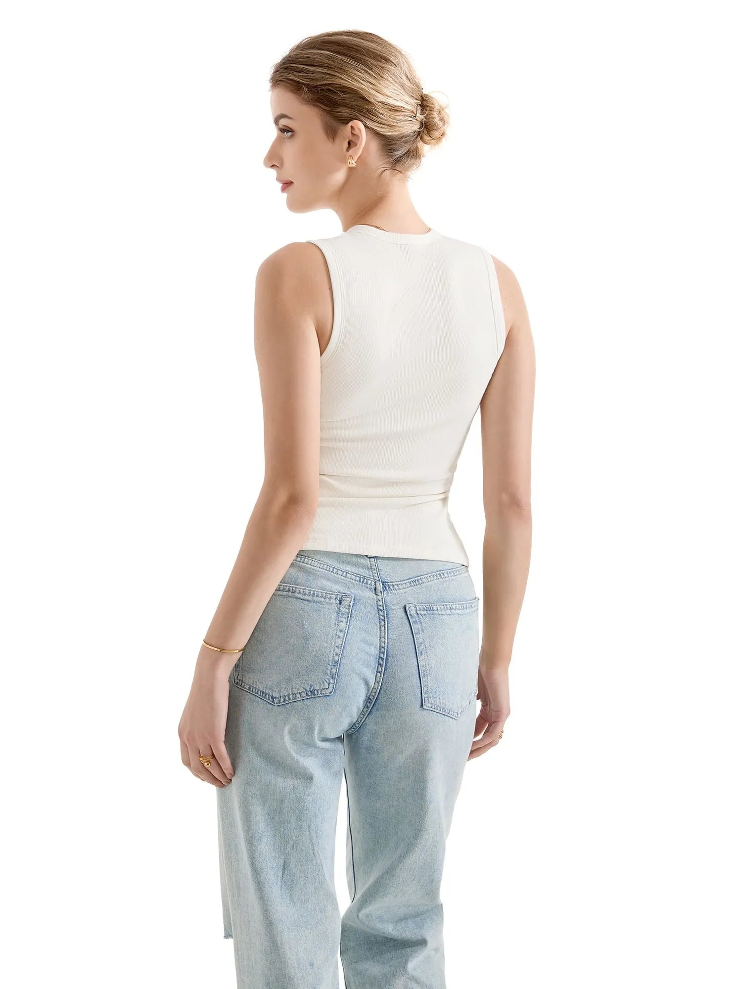 Cotton Ribbed Button Tank Top
