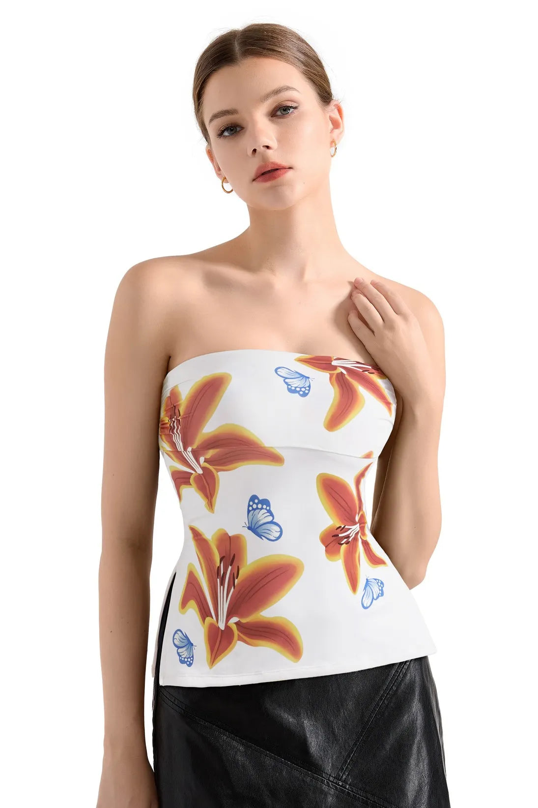 Tropical Buttery Soft Side Split Tube Top