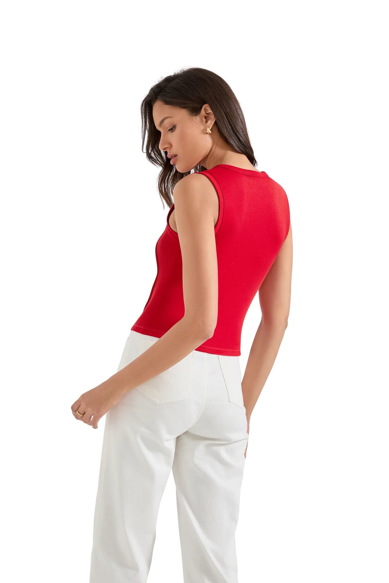 Sleeveless Off-Center Button Shirt
