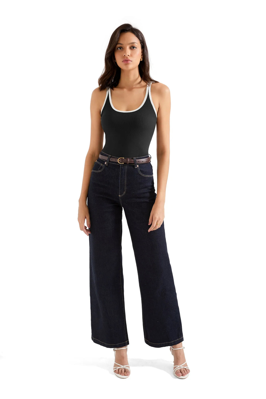 Cotton Ribbed U Neck Tank Top