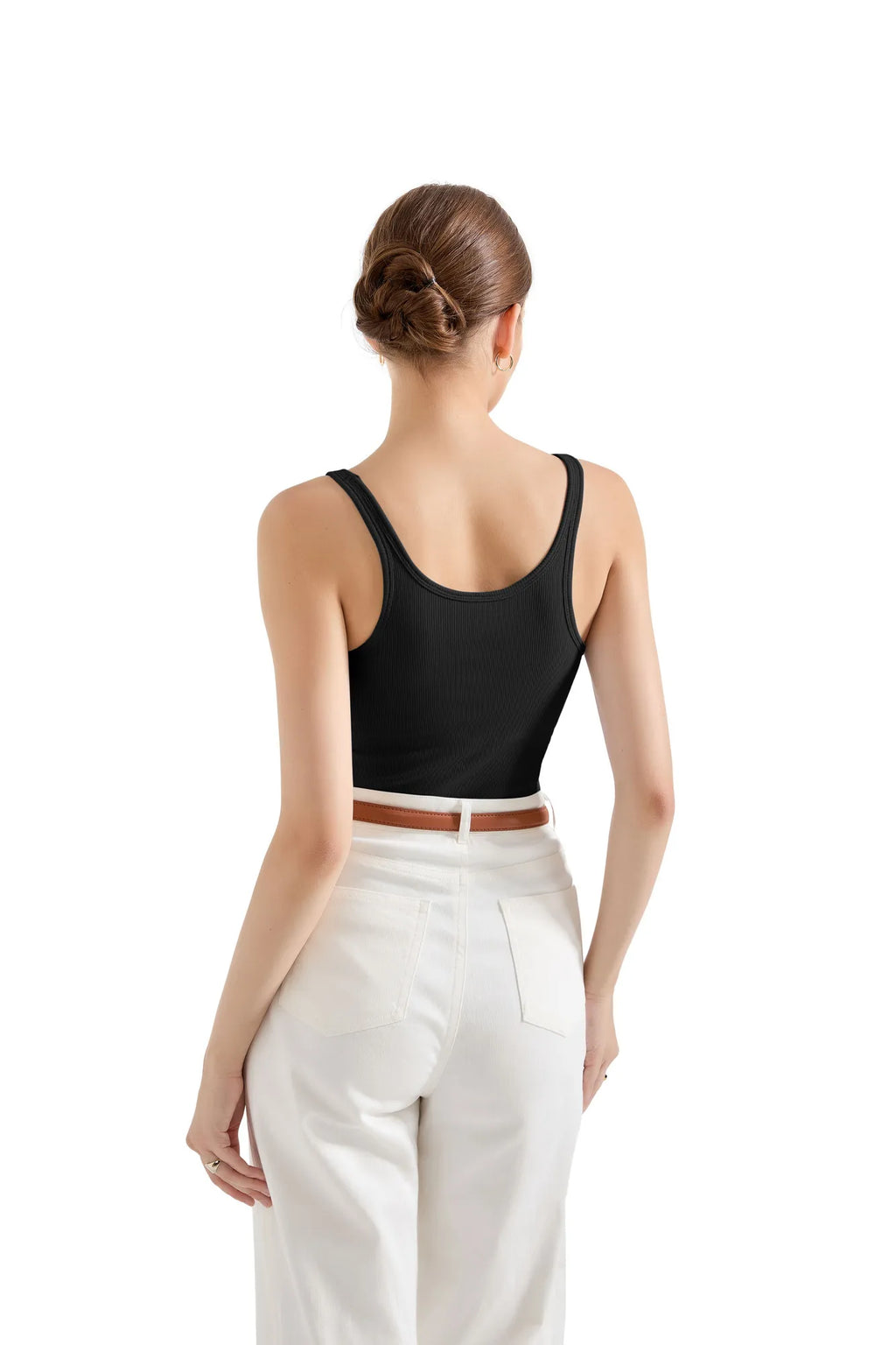 Cotton Ribbed U Neck Tank Top