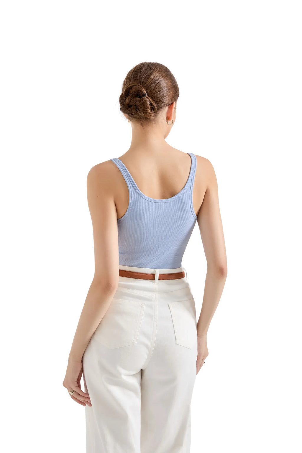 Cotton Ribbed U Neck Tank Top