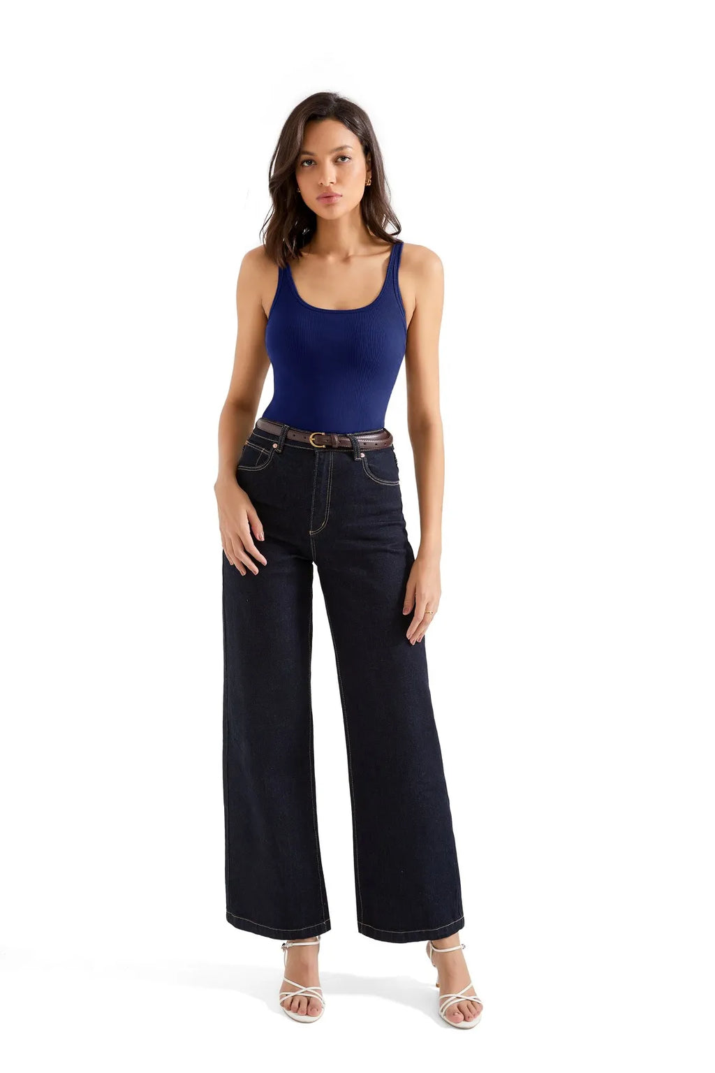 Cotton Ribbed U Neck Tank Top