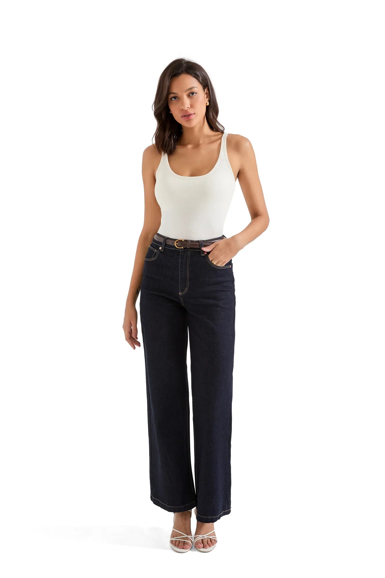 Cotton Ribbed U Neck Tank Top