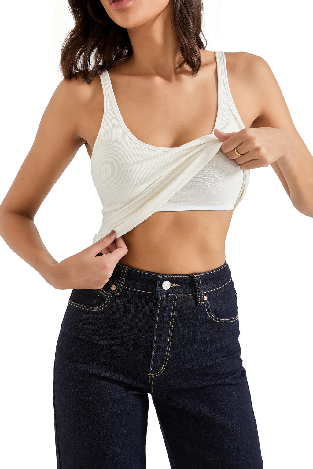 Cotton Ribbed U Neck Tank Top