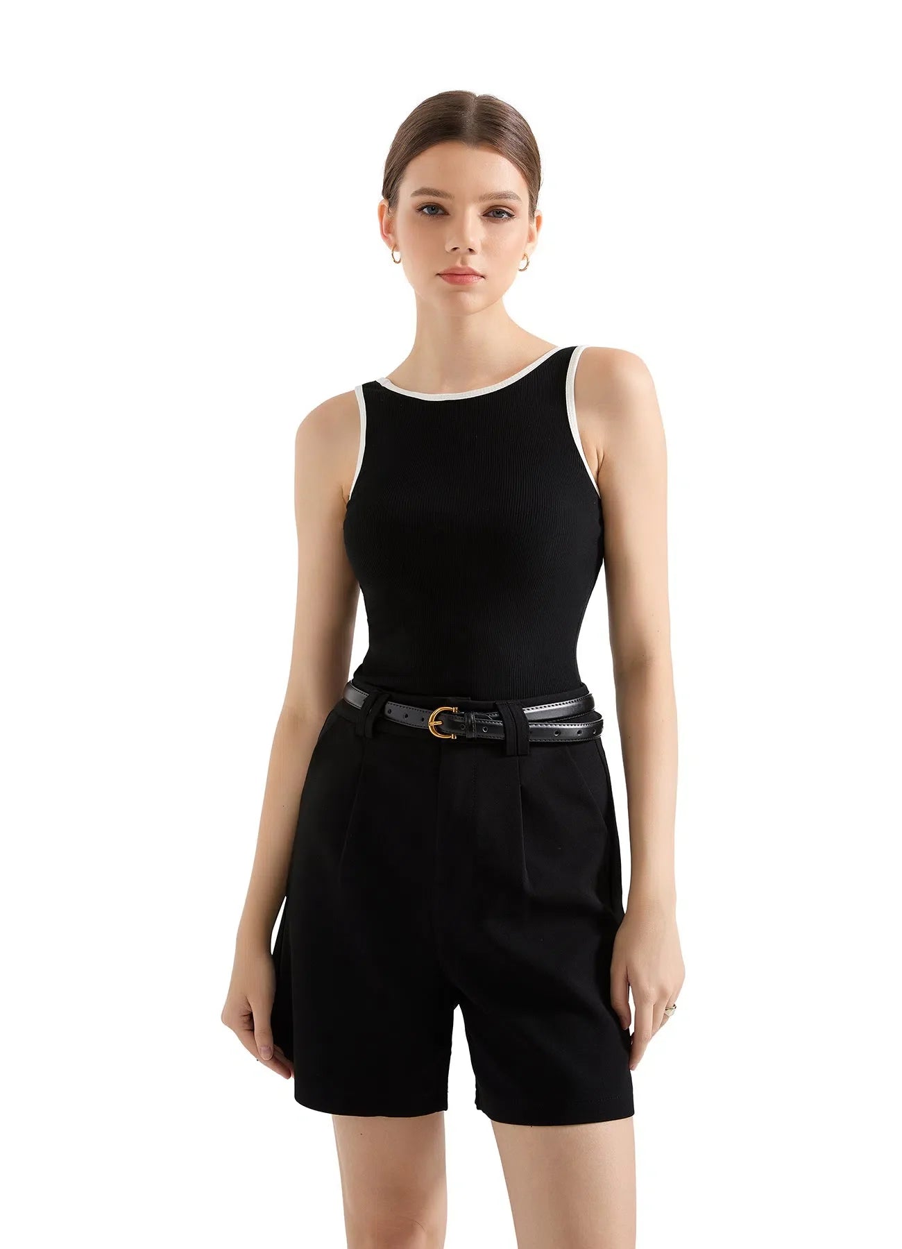 Cotton Ribbed Square Neck Tank Top
