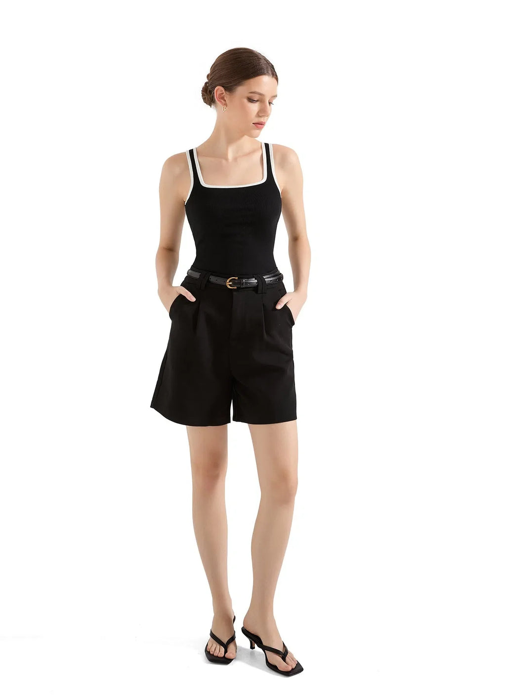 Cotton Ribbed Square Neck Tank Top