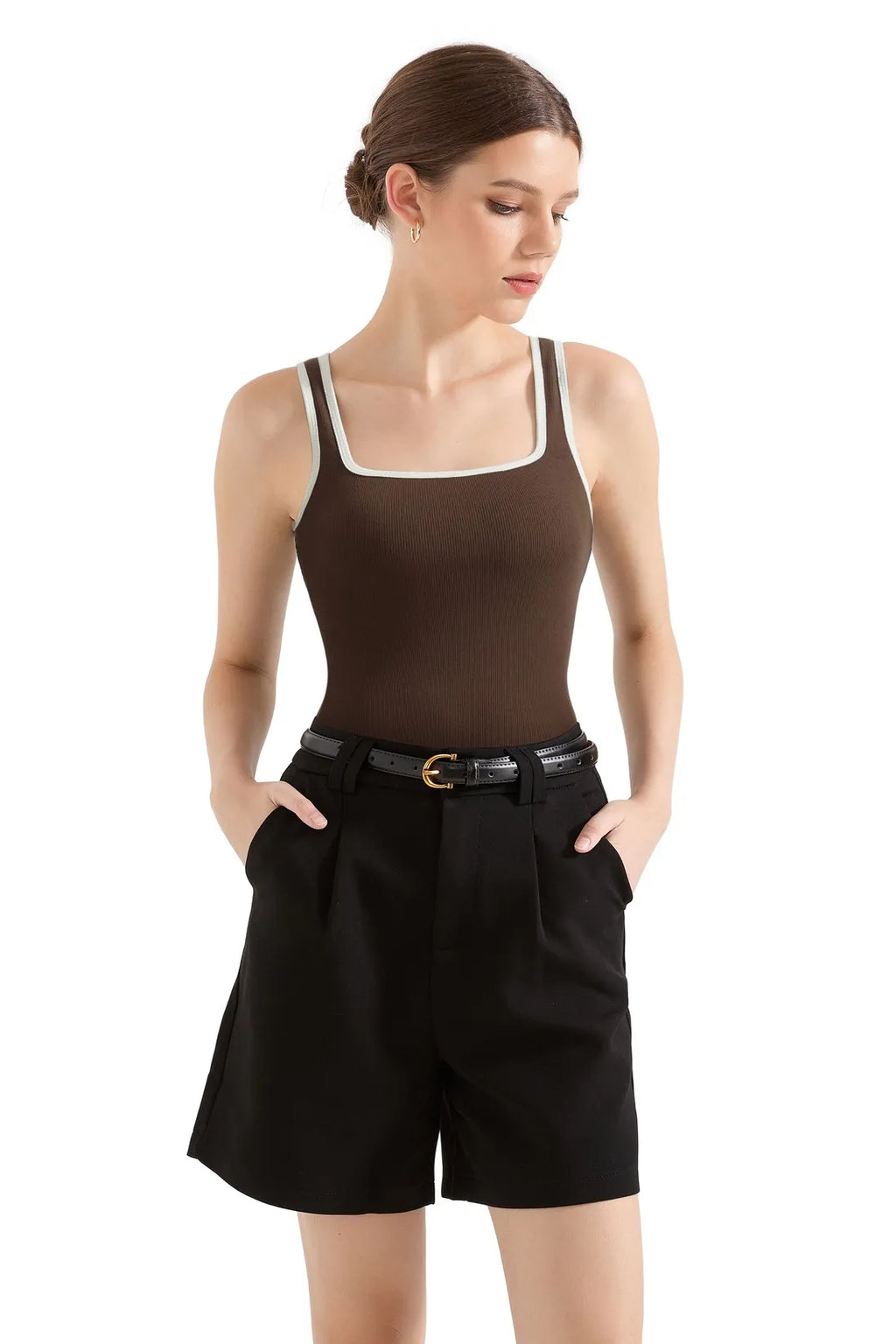 Cotton Ribbed Square Neck Tank Top