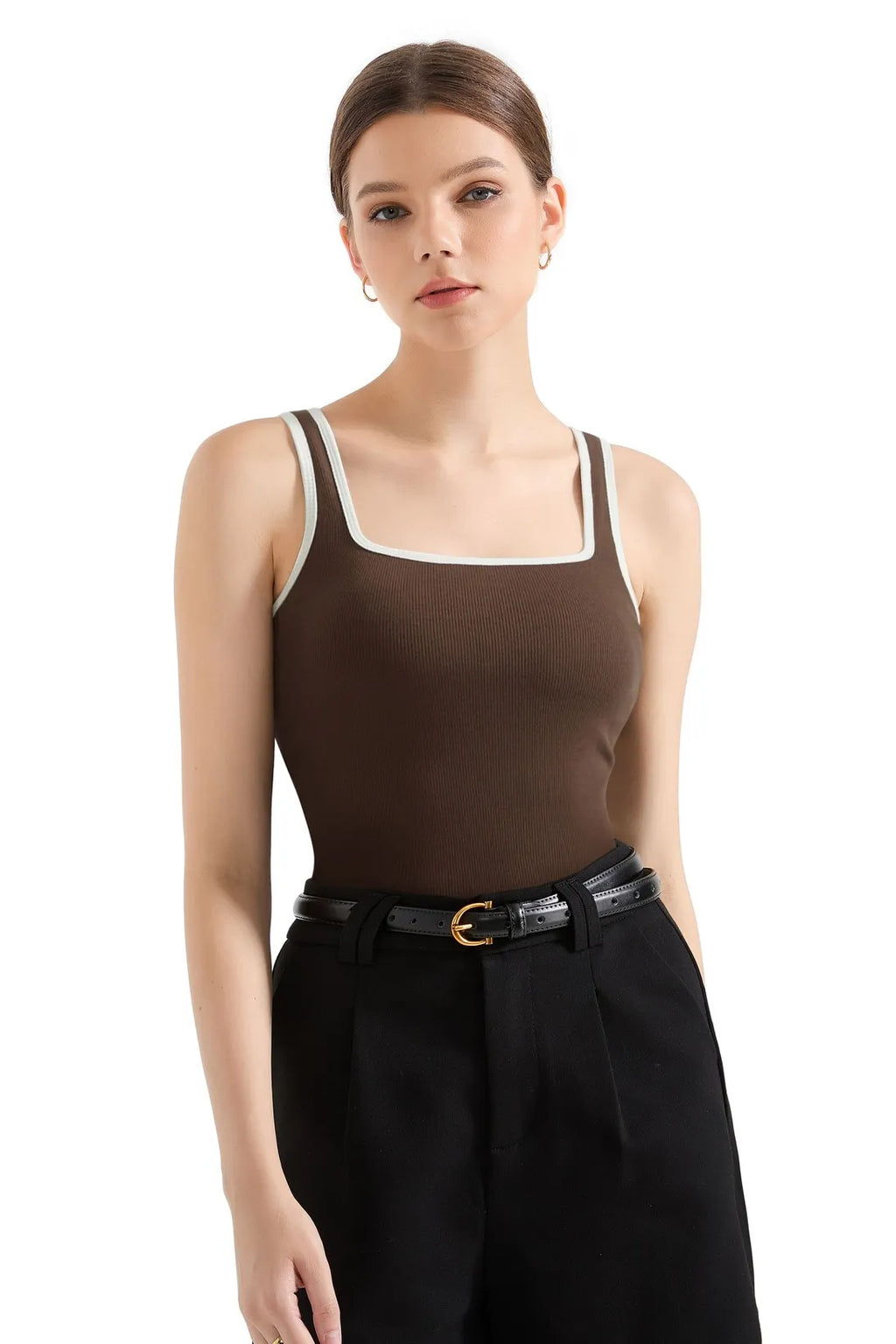 Cotton Ribbed Square Neck Tank Top