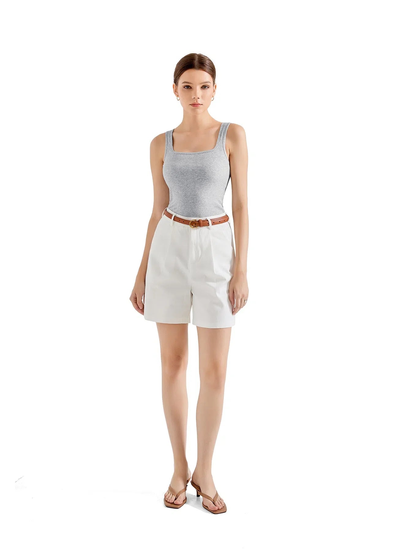 Cotton Ribbed Square Neck Tank Top