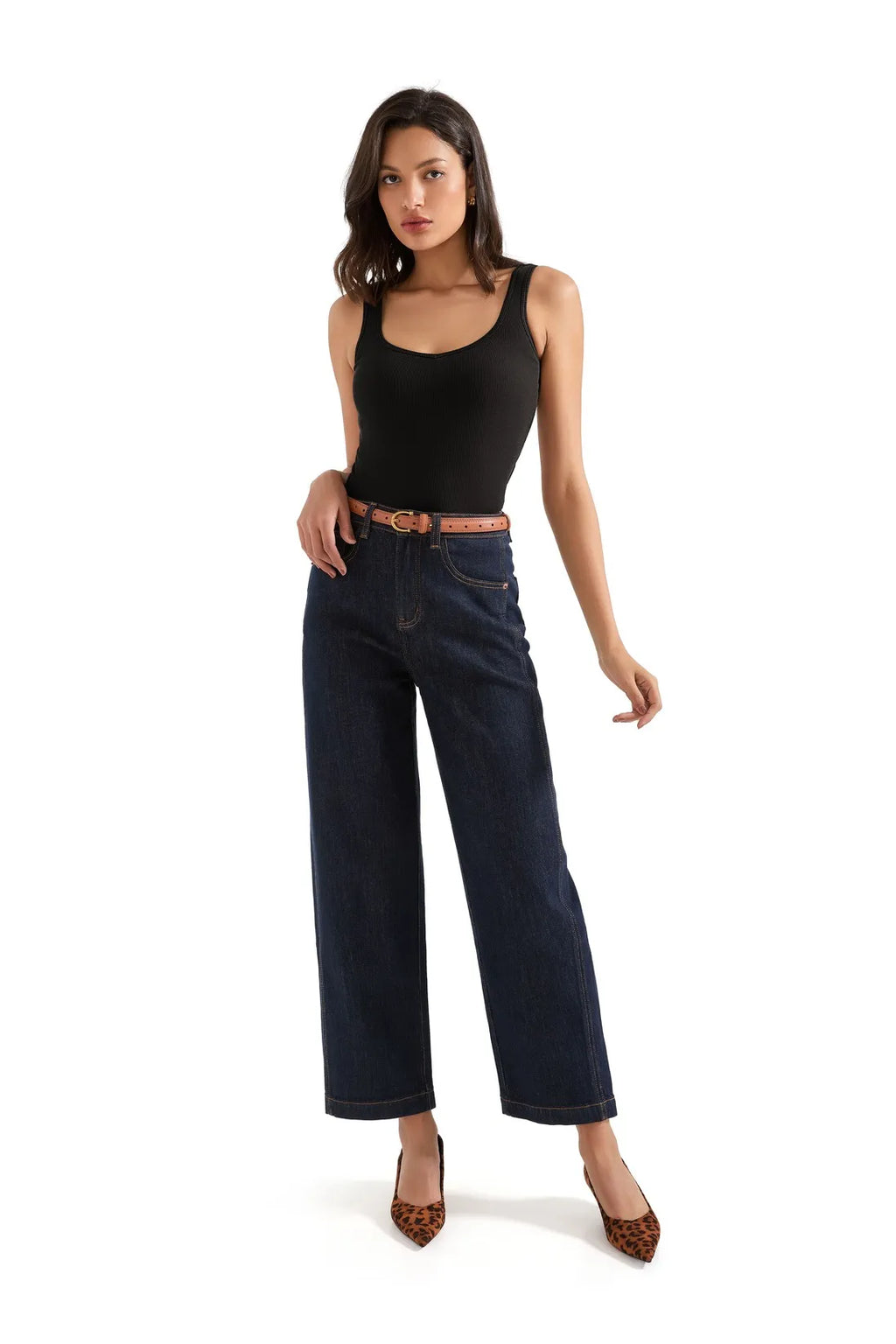 Cotton Ribbed Heart Neck Tank Top