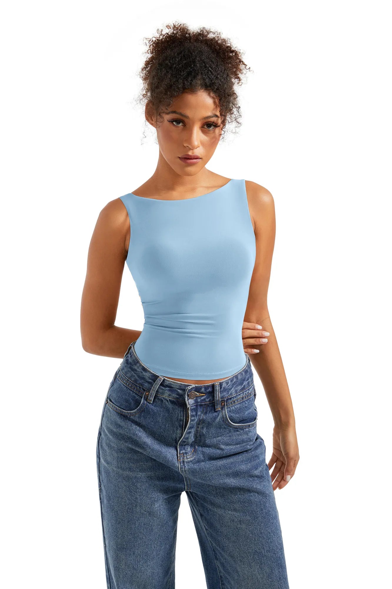 Buttery Soft Backless Boat Neck Tank Top