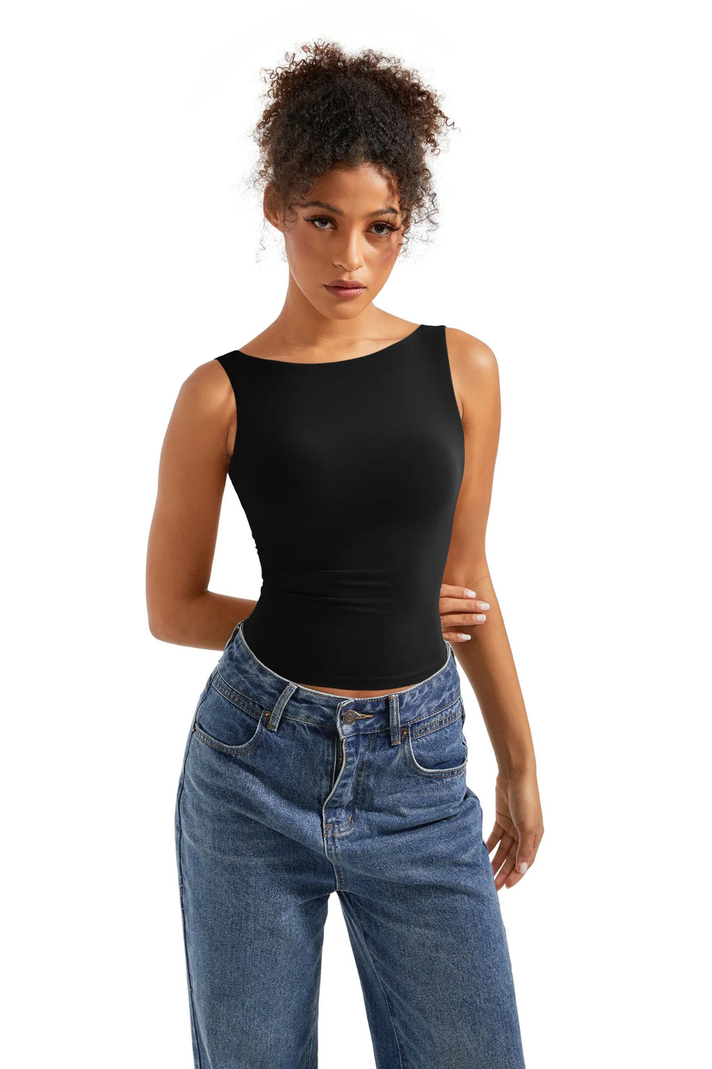 Buttery Soft Backless Boat Neck Tank Top