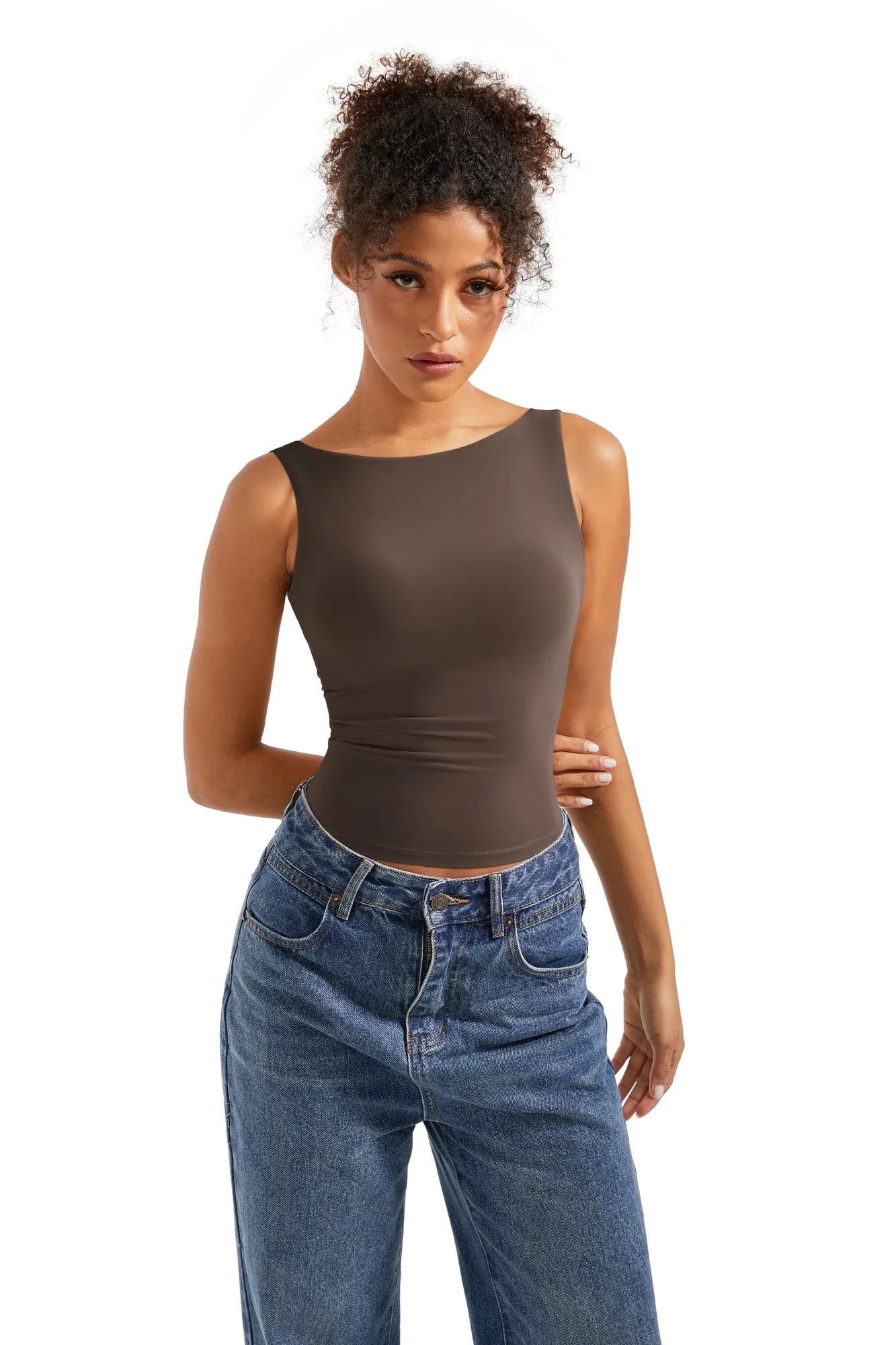 Buttery Soft Backless Boat Neck Tank Top