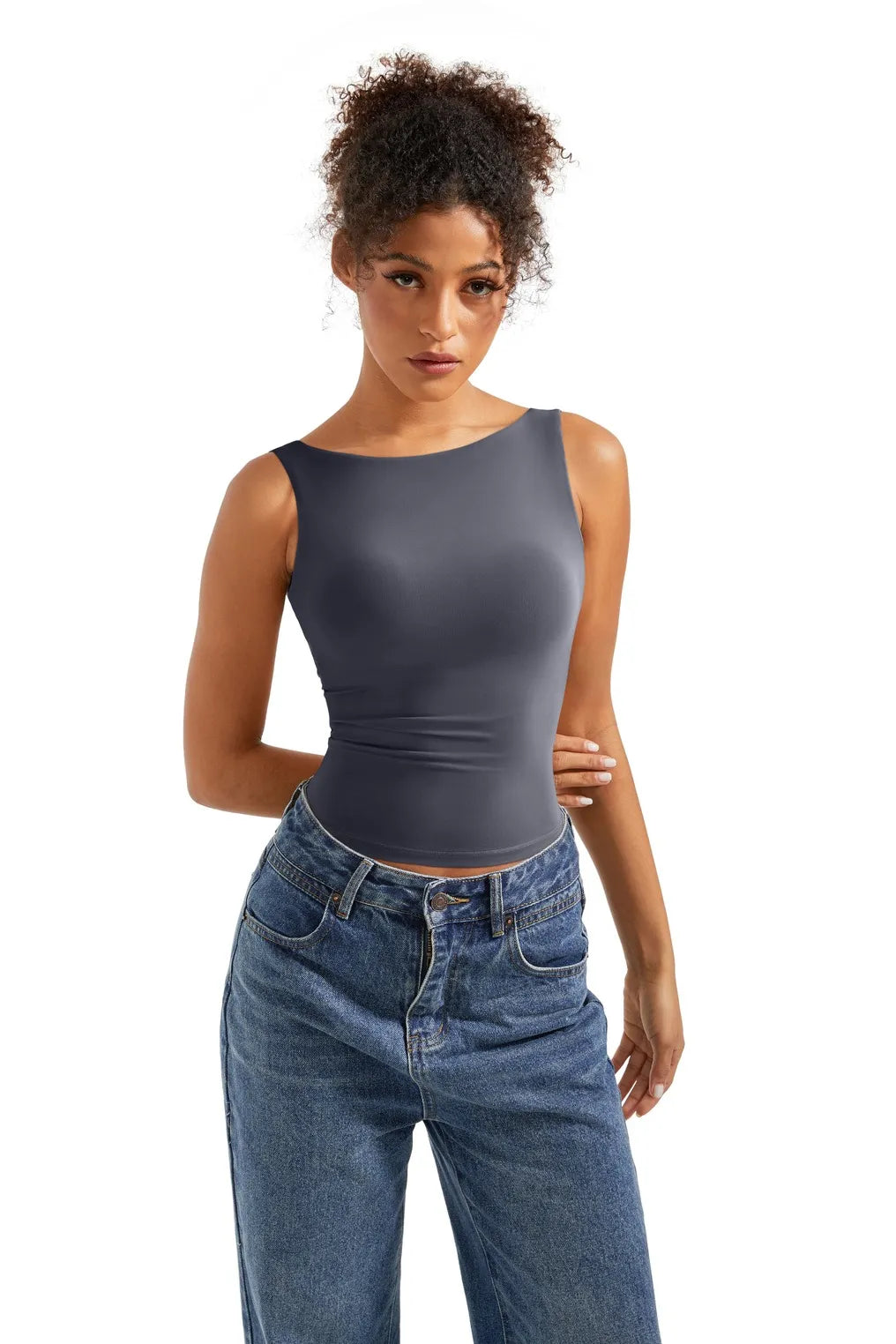 Buttery Soft Backless Boat Neck Tank Top