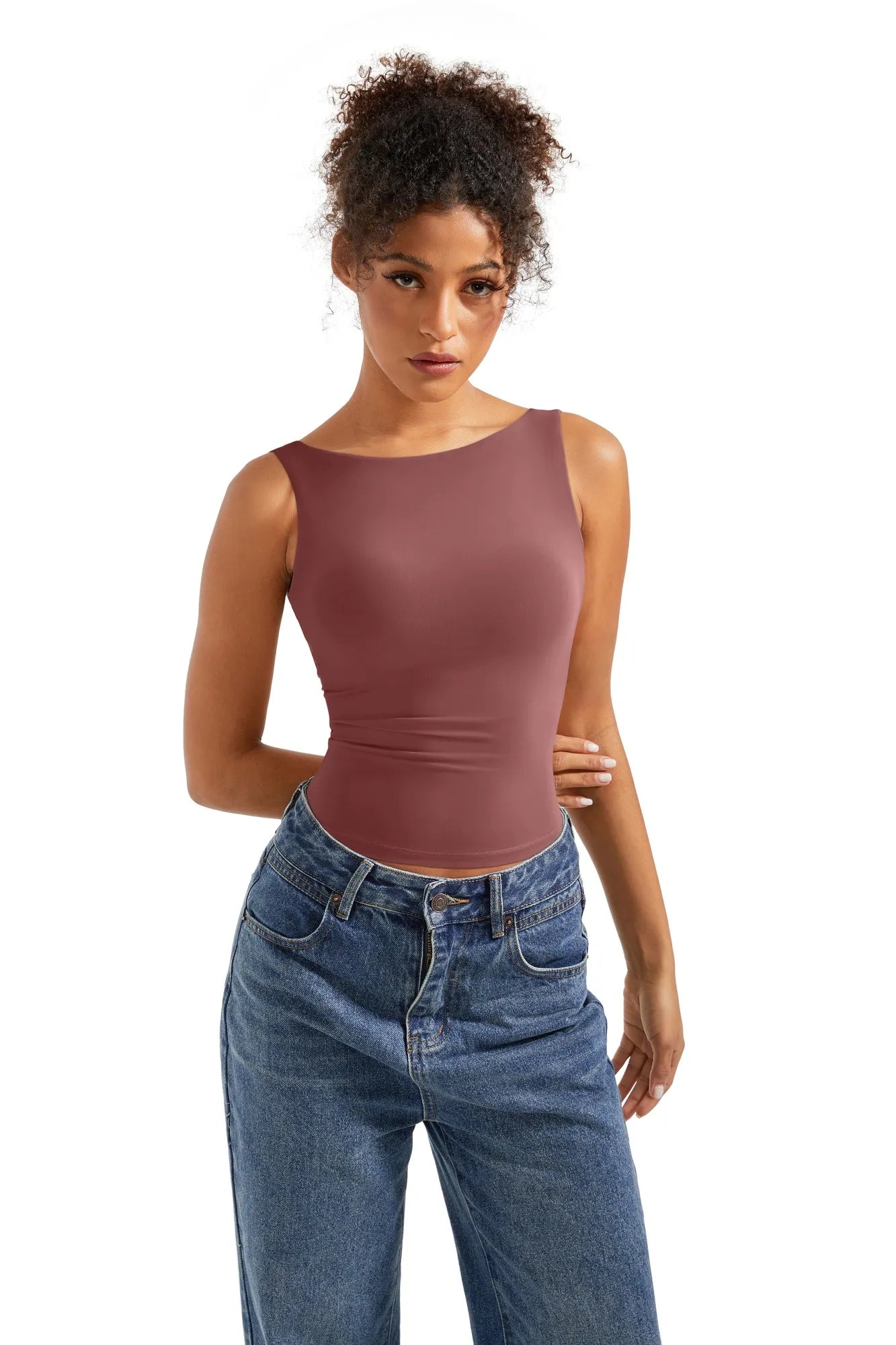 Buttery Soft Backless Boat Neck Tank Top