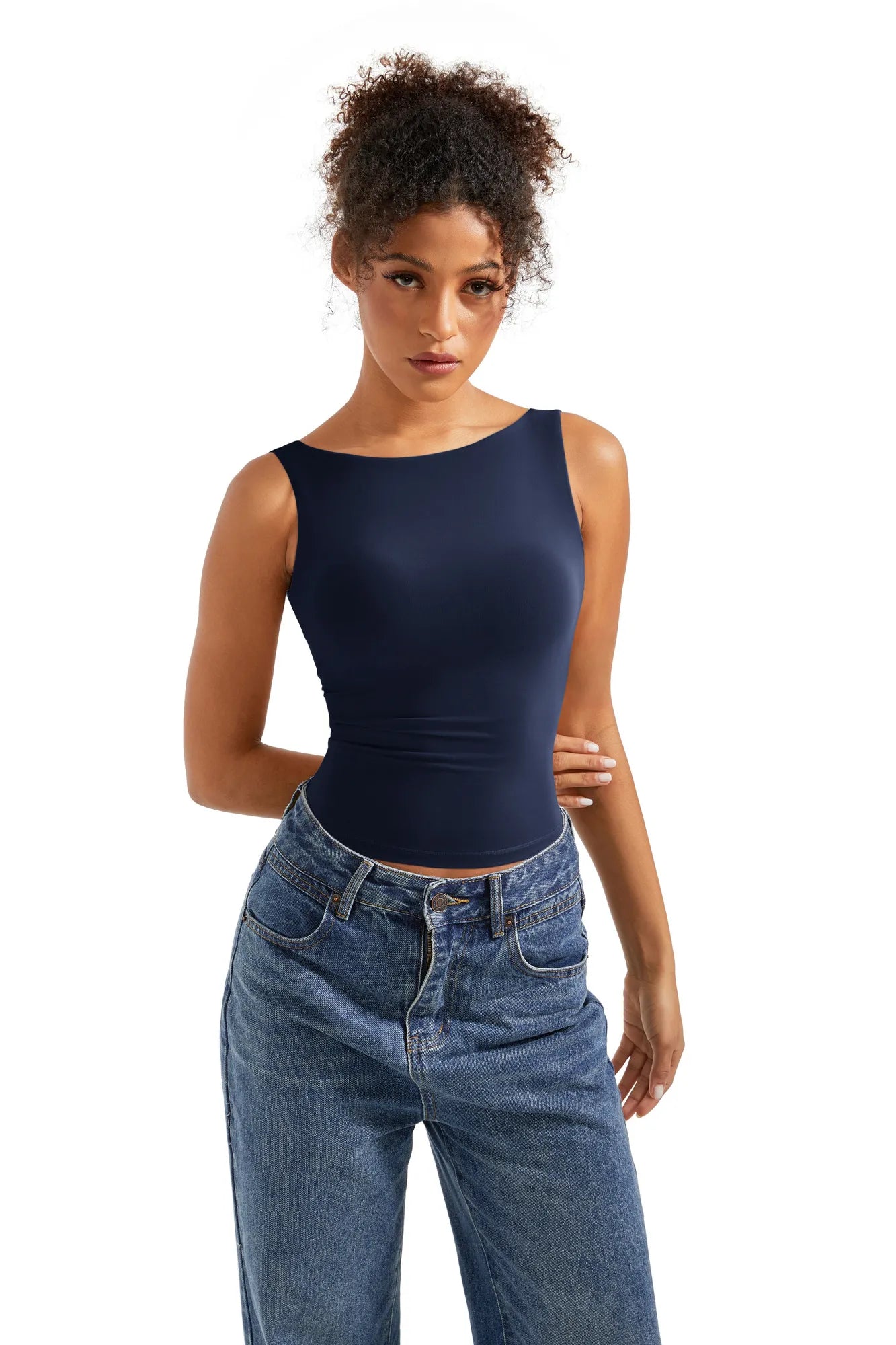 Buttery Soft Backless Boat Neck Tank Top